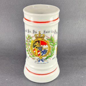 Vtg Kingdom Bavaria Beer Stein Mug Coat Of Arms Graphics White 90s Replacement
